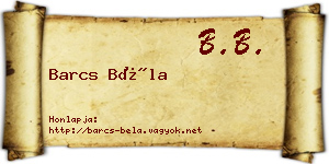 Barcs Béla névjegykártya
